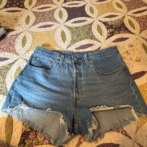 Denim Blue Women's Distressed Shorts